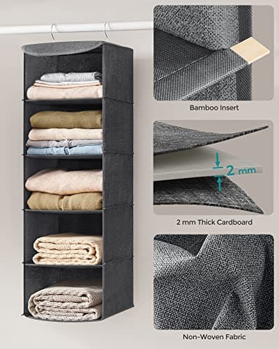 SONGMICS Hanging Wardrobe Storage Organisers, Set of 2, Foldable — view 6