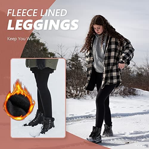 SINOPHANT Fleece Lined Leggings Women, Warm Thermal Winter 3Black L-XL — view 4