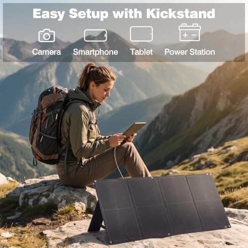 SWAREY 60W Portable Solar Panel, Foldable Monocrystalline Solar Charger with USB-A, 30W USB-C, 18V DC Output, 4-in-1 Connector for Power Station Phones Power Banks Tablets — view 5