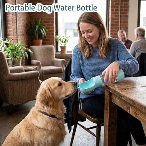 Dog Water Bottle with Food Container, Portable Dog Water Bottle, 3-in-1 Portable Pet Water Bowl, Portable Dog Bowl Cat Bowl and Poop Bag Dispenser for Walking Hiking Travel(Blue) — view 5