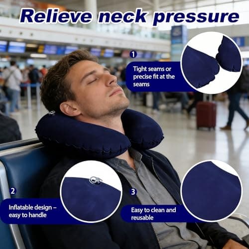 WZHHDM Inflatable Neck Pillow For Travel, 2PCS Inflatable Travel Pillow — view 3