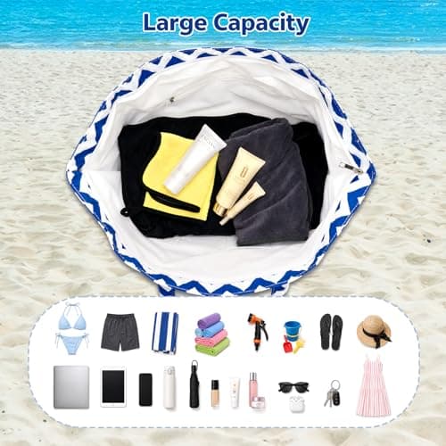 Zocipro 45 Litre Large Beach Bag for Women, 8 Pockets Tote Bag with Zip — view 4