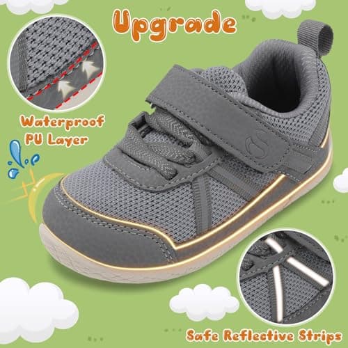 JOINFREE Toddler Boys Sneakers Non-Slip Sports Shoes Girls Sneakers Lightweight Baby Walking Shoes Grey 7.5/8 UK Child — view 3