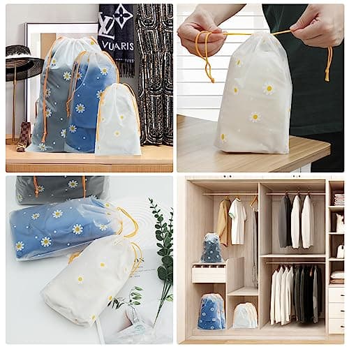 15PCS Resealable Storage Bags for Travel, Waterproof Drawstring Shoe Bags — view 5