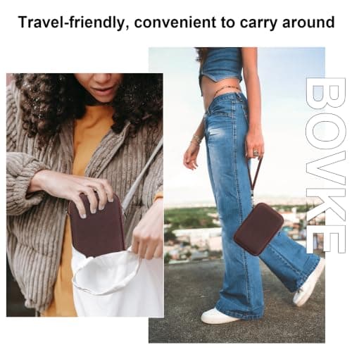 BOVKE Camera Case for Fujifilm X100VI/ X100V/ X100F/ X100S/ X-E5 Digital Camera, Fujifilm X100VI Camera Travel Storage Bag Hard Case Holder, Extra Mesh Pocket for Batteries, SD Card, USB Cable, Brown — view 5