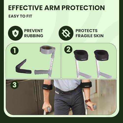 Fitness Magpie Neoprene Crutch Arm Cuff Covers – Comfortable Anti Slip Crutches Handle Pads – Pair of Black Cushion Crutches Arm Cuff Covers for Walking Sticks UK — view 3