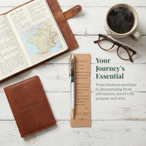 Arglfty Travel Gifts, 2-Piece Set: Crystal Pen & Inspirational Kraft Card, Crystal Gifts for Women, Men, Travellers and Travel Lovers, Thoughtful Gift, Ideas Present for Someone Going Travelling — view 2