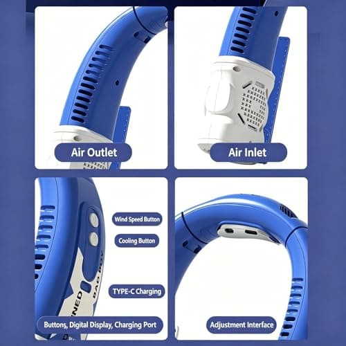 Neck Air Conditioner | Rechargeable 5-Speed Digital Display,Neck Cooler Fan | for Commuting Traveling Fishing Climbing Road Trip Beach Camping — view 4