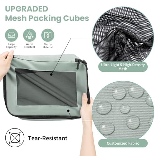 Prezon Packing Cubes for Suitcase 8 Set, Lightweight Luggage Packing Organizers Packing Cubes for Travel Accessories - Green — view 3