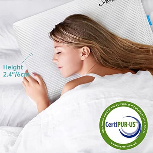 AOTOZE Thin Pillow for Adults | Flat Memory Foam Pillow for Stomach Sleeper,Side Sleeper | Low Profile，Slim，Thin，Flat | Oeko-TEX & CertiPUR-US Double Certification 60x40x6 cm — view 4