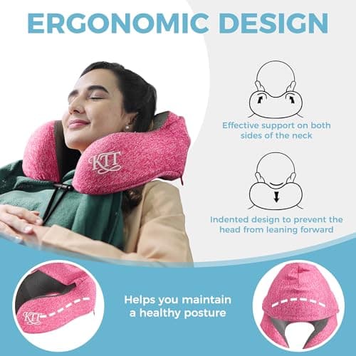 KTT Pink Memory Foam Hooded Travel Pillow Kit Eye Mask & Earplugs — view 2