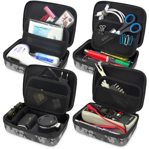 deleyCON Travel Accessories Organiser Bag Felt Small - Hard Case with Dividers - for Electronics, Charger, Power Supply, Cable, Car, Travel Accessories, Hair Clipper, Camera, Tools - Camouflage — view 4