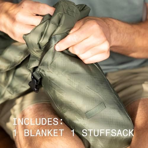Gravel Layover Travel Blanket – Ultra-Lightweight, Warm Down Alternative with Carry Pouch (Black) — view 4