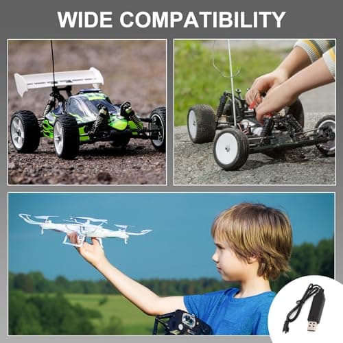 2PCS Battery Charger for Bubble Machine Gun for 3.6V 3.7V Rechargeable Battery Packs, Compatible with RC Cars, Tanks, Boats, Trucks, Trains, Toys, USB Charging Cord with LED Indicator — view 6