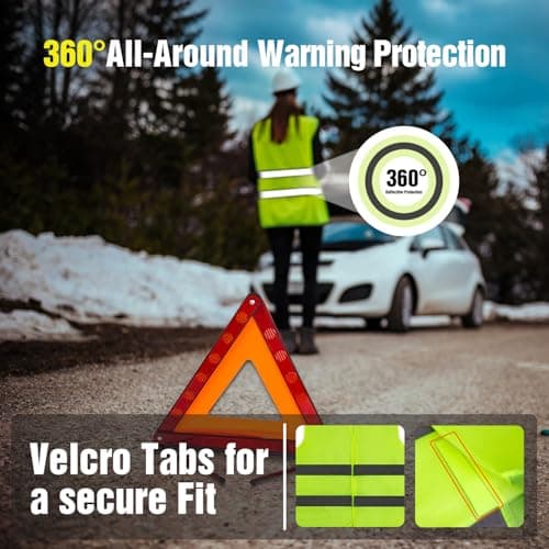 XOOL Emergency Warning Triangle Kit – Roadside Safety Kit with Reflective Warning Triangles, High-Visibility Safety Vests, Storage Bag & Gloves for Car Breakdowns & Emergencies — view 5