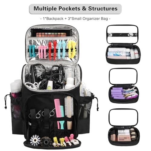 Hairstylist Traveling Bag, Large Capacity Barber Travel Backpack, Hairdresser Bag with Adjustable Dividers, Hair Tools Travel Case, Professional Cosmetology Bags for Supplies, Hair Stylist Must Haves — view 2