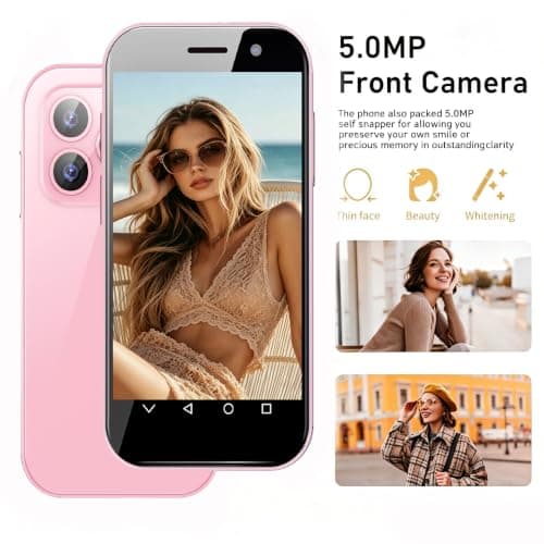 Smartphone unlock, 3.0-inch display screen, Android 12, 4G dual SIM card, 1950mah long battery life, 2MPx+5mMP high-definition camera, Bluetooth/WiFi/facial recognition/OTg/SMS (3GB+32GB Pink) — view 2
