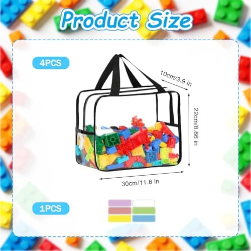 4-Piece Clear Toy Storage Bag Set, Black Frame Handles,Toy Storage Bags — view 2