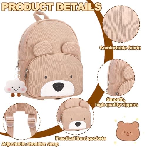Girls Backpack Girls School Bag Kids Cute Backpack for Girl School, Khaki — view 3