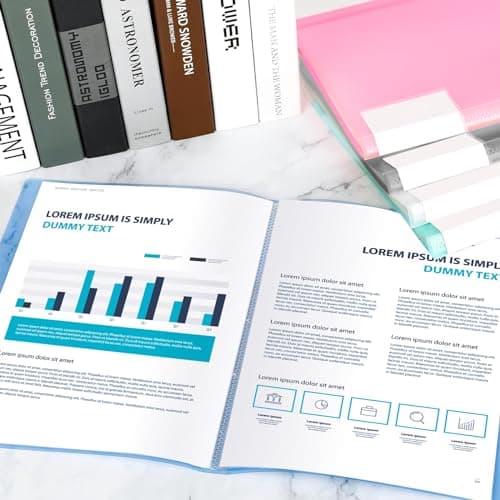 XHDA 5 Pcs A4 Display Folders, with 40 Plastic Sleeves Presentation Folder — view 6