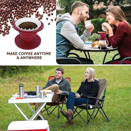 Coffee Dripper, Foldable Silicone Coffee Dripper Foldable Travel Pour Over Maker Reusable Filter Camping Makers for Backpacking Camping Travel Home Office — view 6