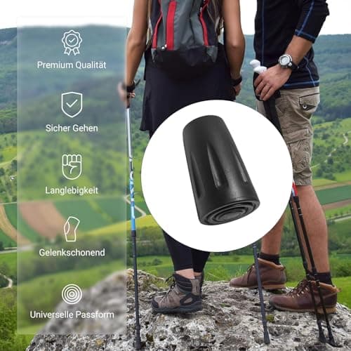 Walking Stick Caps & Trekking Pole Tips - Anti-Slip Rubber Tips, Universal 11mm Replacement Caps for Hiking Poles, Walking Canes & Nordic Poles (Black, 12PCS) — view 5