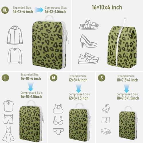 Compression Packing Cubes, Travel Essentials Luggage Organizer bags for Suitcase, Durable Compression Travel Packing Cubes for Travel Suitcase Organization Carry on Backpack — view 3