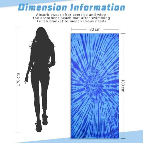 TMEOG Microfibre Beach Towels 2 Pack 180x80cm Extra Large Sand Free Beach Towel for Adults Compact Thin Travel Towel Women Men Lightweight Swim Pool Yoga Towel with Bag(Turtle and Tie-Dye) — view 4