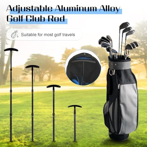 Golf Travel Bag Support Rod, Anti-impact Support Cover, Aluminum Alloy Height Adjustable 4 Telescopic Pole, Portable Golf Club Bag Stiff Arm Support Protector Accessory, Support Stick Pole System — view 2