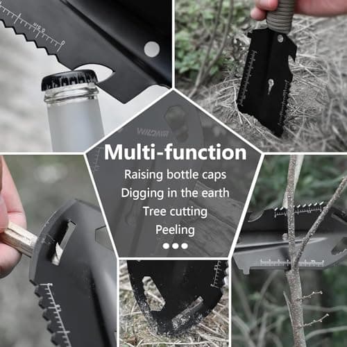 MEETOZ Backpacking Shovel, Camping Hand Trowel, Lightweight Hiking Shovel, Small Potty Multitool with Carrying Pouch for Digging, Metal Detecting, Gardening and Outdoor Survival — view 4