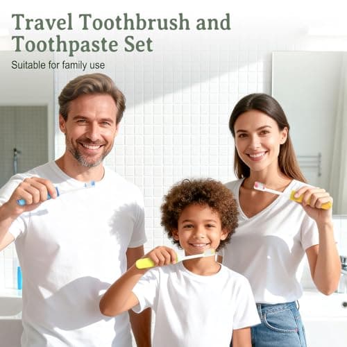 Portable Travel Toothbrush Set,6PCS Adult Foldable Toothbrush with Mini Toothpaste Children Travel Toiletries Soft Bristles Individually Packaged Trip Size Toothpaste Kit for Trip Camping Hotels — view 5