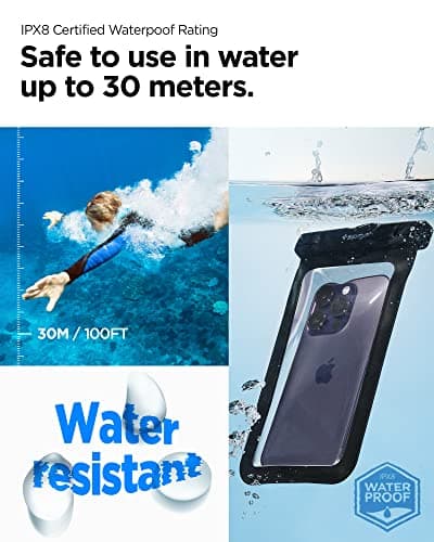 Spigen [2 PACK Waterproof Floating Phone Case Up to 8.2" Black — view 5