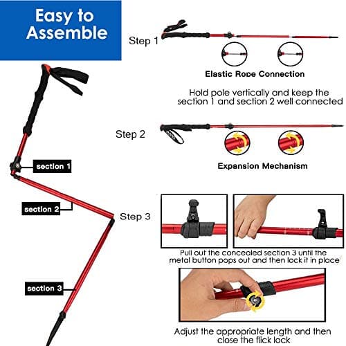 Folding Walking Pole, Trekking Pole, Breathable Cork Poles Trekking Anti-Shock Anti-Slip, Shockproof, Non-Slip for Nordic Walking, Mountaineering, Skiing, Trekking (1PCS) — view 5