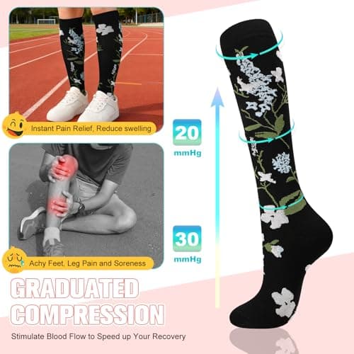 Zuimei 6 Pairs Compression Socks for Women Men — view 3