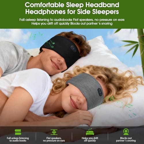 MUSICOZY 2-Pack Bamboo Cotton Breathable Sleep Headphones for Side Sleepers — view 2