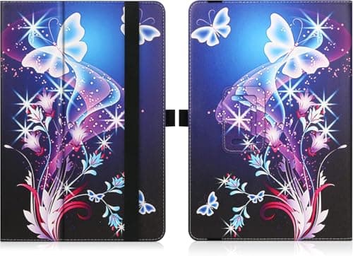 HGWALP Universal Case for 9"-11" inch Tablet, Folio Protective Case Cover with Stand Function and HandStrap,Suitable for 9",9.7",10", 10.1", 10.5", 11.1" Tablet-Purple Butteryfly — view 4