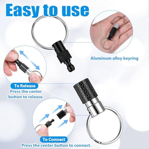 Psiriol 2 Pack Quick Release Keychain for Men, Detachable Key Ring Disconnect Keychain with 2 Split Rings, Metal Safety Keychains Heavy Duty Car Key Holder for Car Purse Bag Accessories — view 6