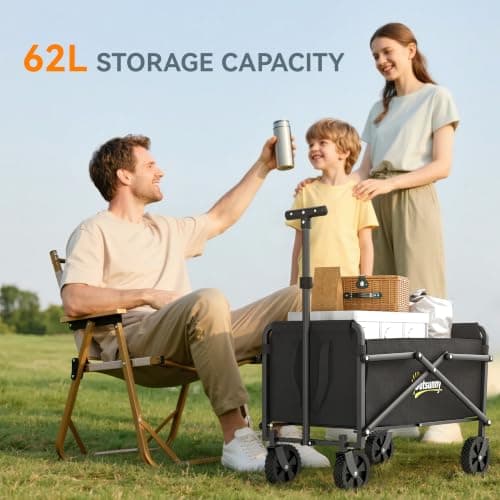 Outsunny 62L Festival Trolley on Wheels Heavy Duty Collapsible 60kg Black — view 4
