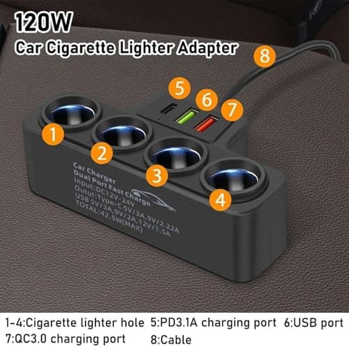 USB Charger Multiport – 4-Socket Super Fast Charger, Flexible Gooseneck Extension | 12 Inch Adjustable Arm, 360 Degree Rotation, Anti Vibration Cushion, Adapter — view 4