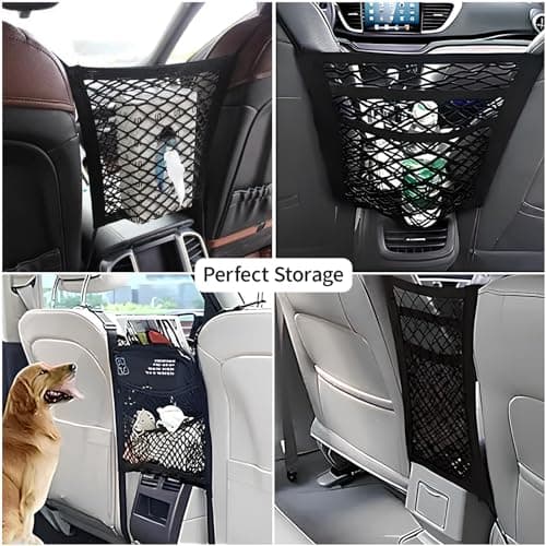 Xumann Dog Car Barrier, Dogs Guards for Cars, Dog Car Divider Guard with Auto Safety Mesh Accessories Stretchable Storage Bag, Suvs, 3 Layer Pet Driving Organizer Safety Travel — view 4