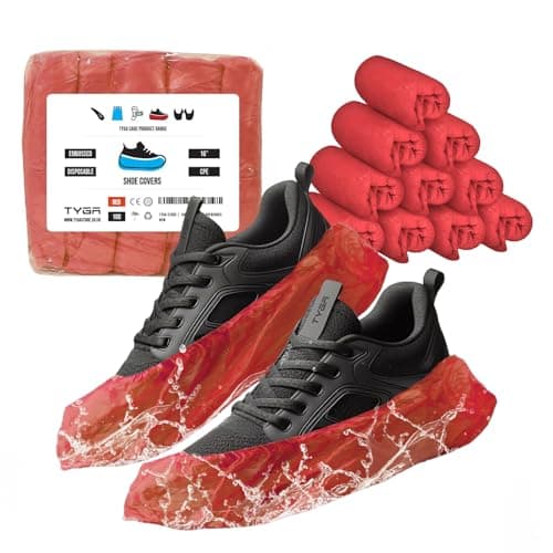 TYGA STORE 100 Pieces Disposable Shoe Covers - Red