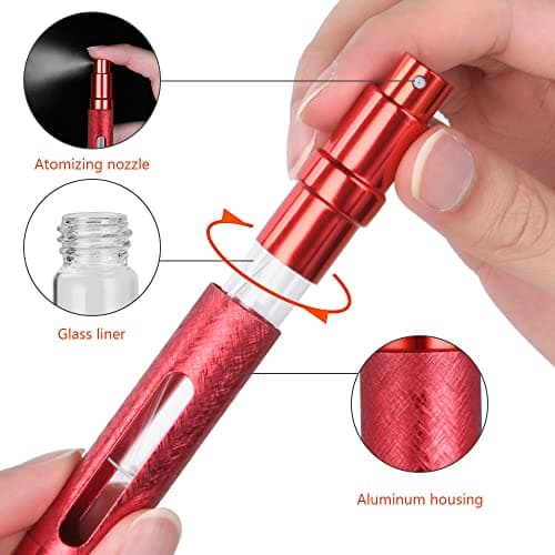 ACWOO Perfume Atomiser Bottles, 5Pcs 12ml Refillable Perfume Atomizer Empty Spray Bottles, Travel Fine Mist Fragrance Bottle with Window, Portable Purse Pocket Handbag Perfume Bottle for Men and Women — view 3