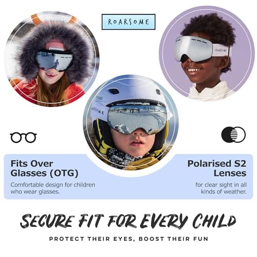 Roarsome Kids Ski Goggles | Anti-Fog UV Protection with OTG Fit & Strap — view 6