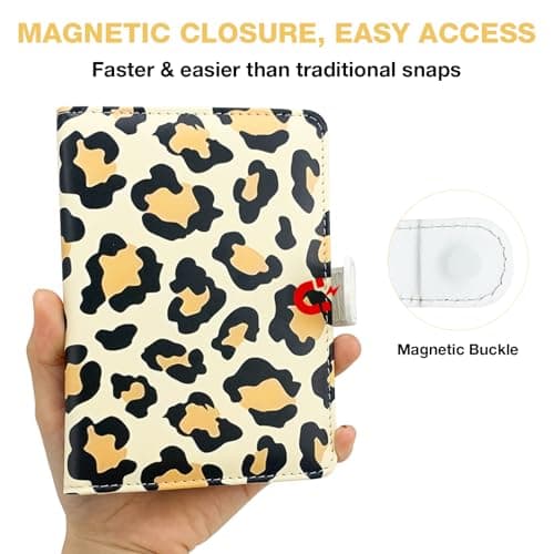 Passport Holder with Airtag Slot, RFID Blocking Leather Cover Wallet for Travel Essentials, Cute Passport Book with Magnetic Buckle, Travel Accessories for Women, Beige, Classic — view 6