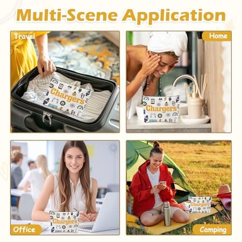 Chargers Travel Organiser Bag Make Up Bags for Men Women Waterproof Linen Bag Organiser Multifunctional Travel Accessories for Cables & Chargers Double-Sided Print Makeup Storage Bag for Home — view 6