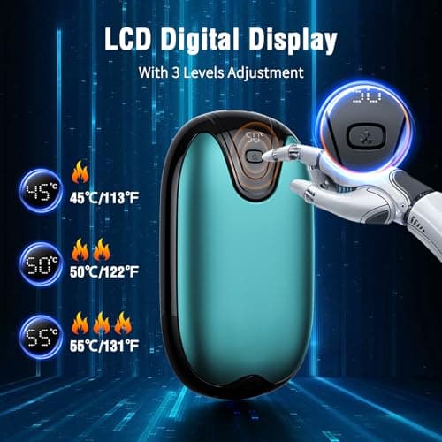 Wopigh Hand Warmers,2 in 1 Magnetic Rechargeable Hand Warmer,12 Hrs Long Lasting Portable Pocket Heater,LCD Digital Screen Reusable Hand Warmer,Grate for Home Camping Hunting Outdoor,Best Winter Gift — view 5