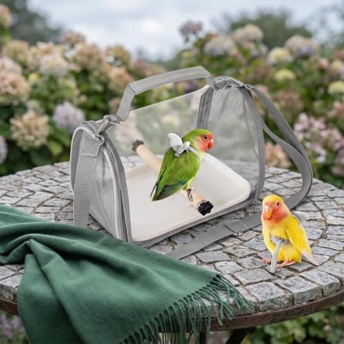 Bird Travel Carrier 26cm Plastic Portable Cage with Perch and Tray — view 4