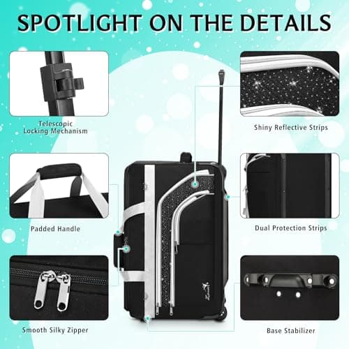 Dance Bag with Garment Rack, 23" Bling Dance Bag, Collapsible Dance Competition Bags with Stand for Shows, Livestreamers, Travel, Pink, Fashion (Gray-23" no Curtain) — view 6