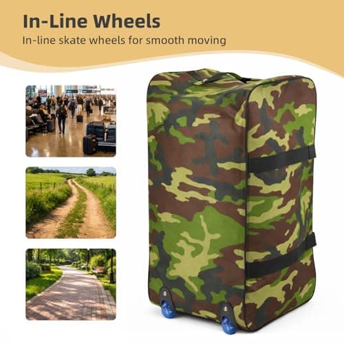 Large Holdall Bag with Wheels | Foldable Duffle Bag for Travel | Lightweight Polyester Large Duffle Bag for Men & Women (Camouflage) — view 3