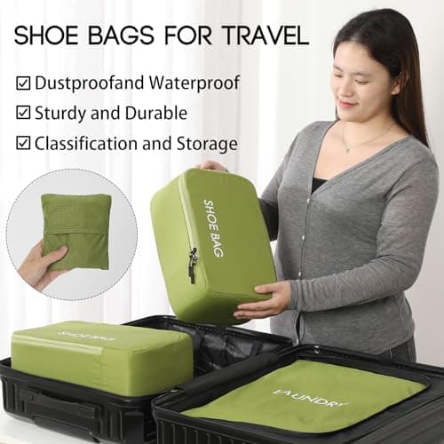 Asnews 2 Pack Shoe Bags for Travel, Zippered Shoe Storage Organizer — view 6